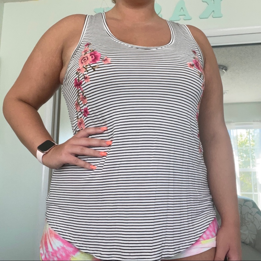 Striped Embroidered Tank Top